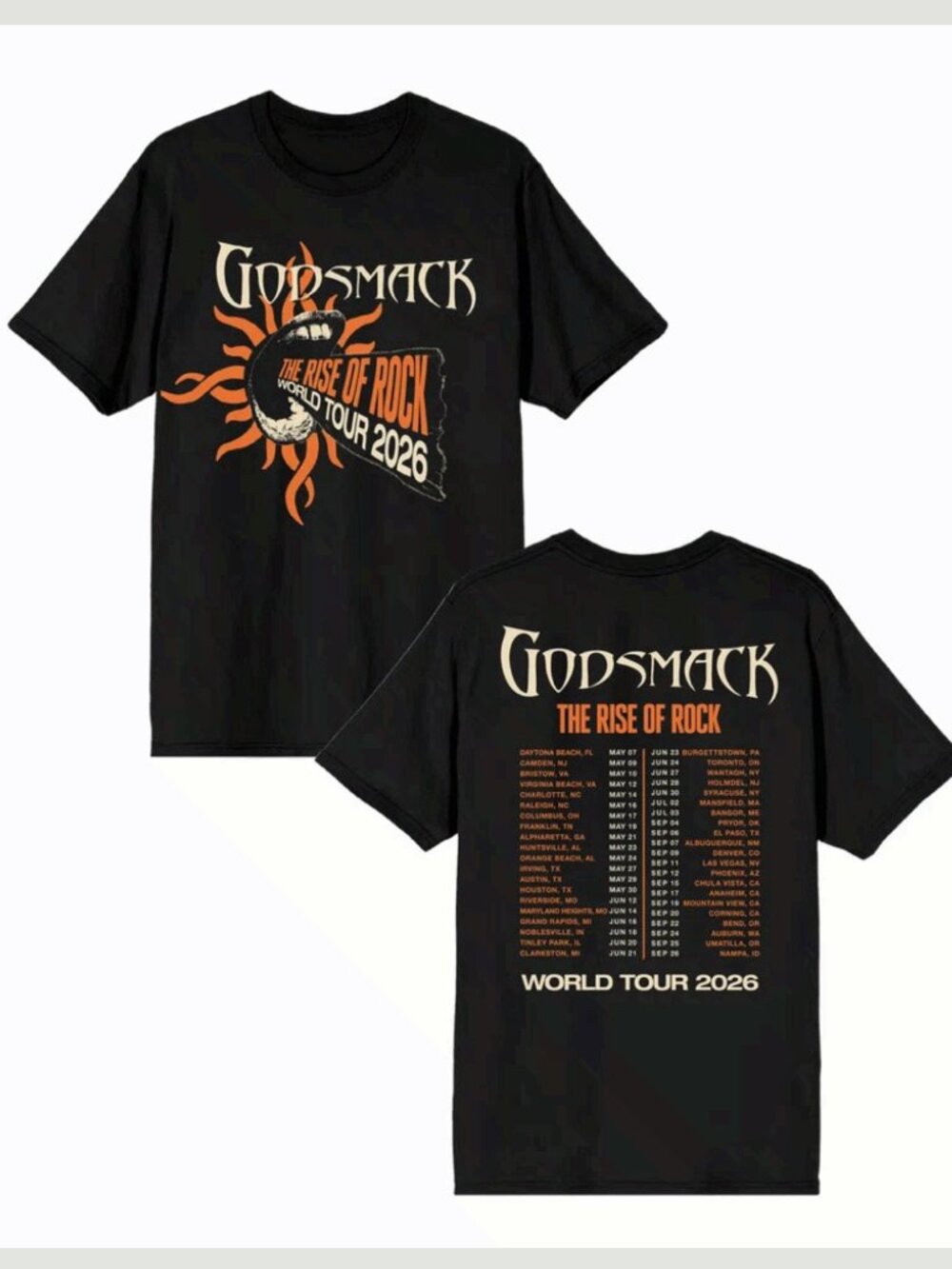 Godsmack Rese of Rock World Tour 2026 Graphic Unisex Concert T-shirt